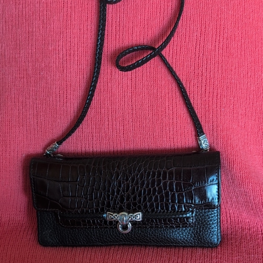 Brighton Black and Brown Crocodile-Embossed Women's Wallet